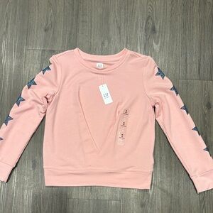 GAP Kids Blush Sweatshirt with Navy Star Sleeves
